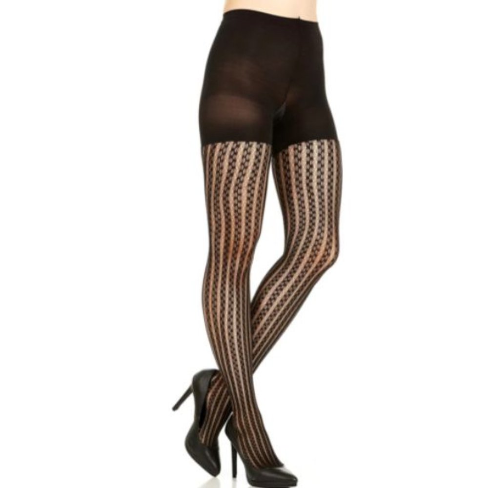 SPANX LOT of 2 Bodyshaping Tuxedo Stripe Tights - Picture 14 of 16